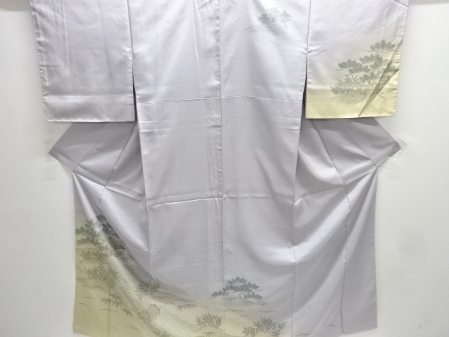 未使用品　松に槌車模様刺繍手織り節紬訪問着